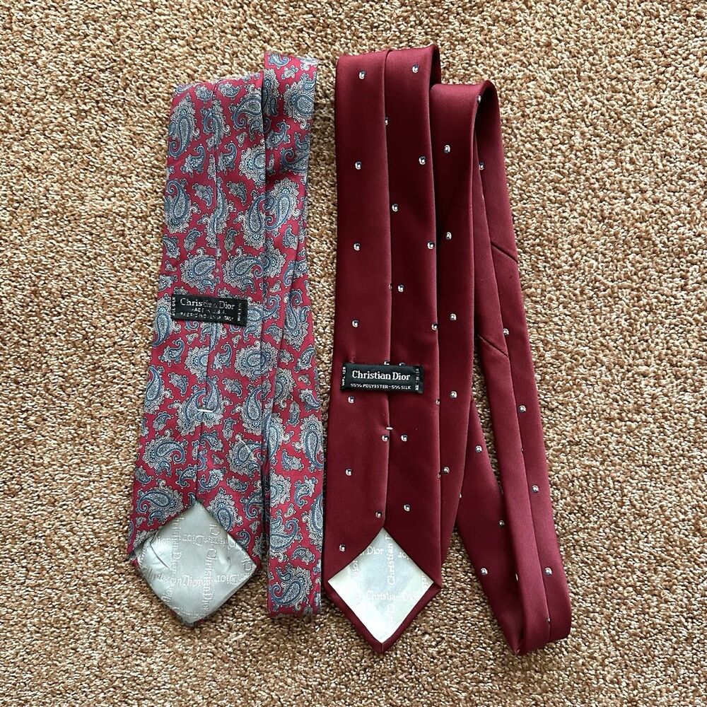 Silk & Silk Blend Christian Dior Neckties X 2 Men’s Old Money Luxe Preppy Career